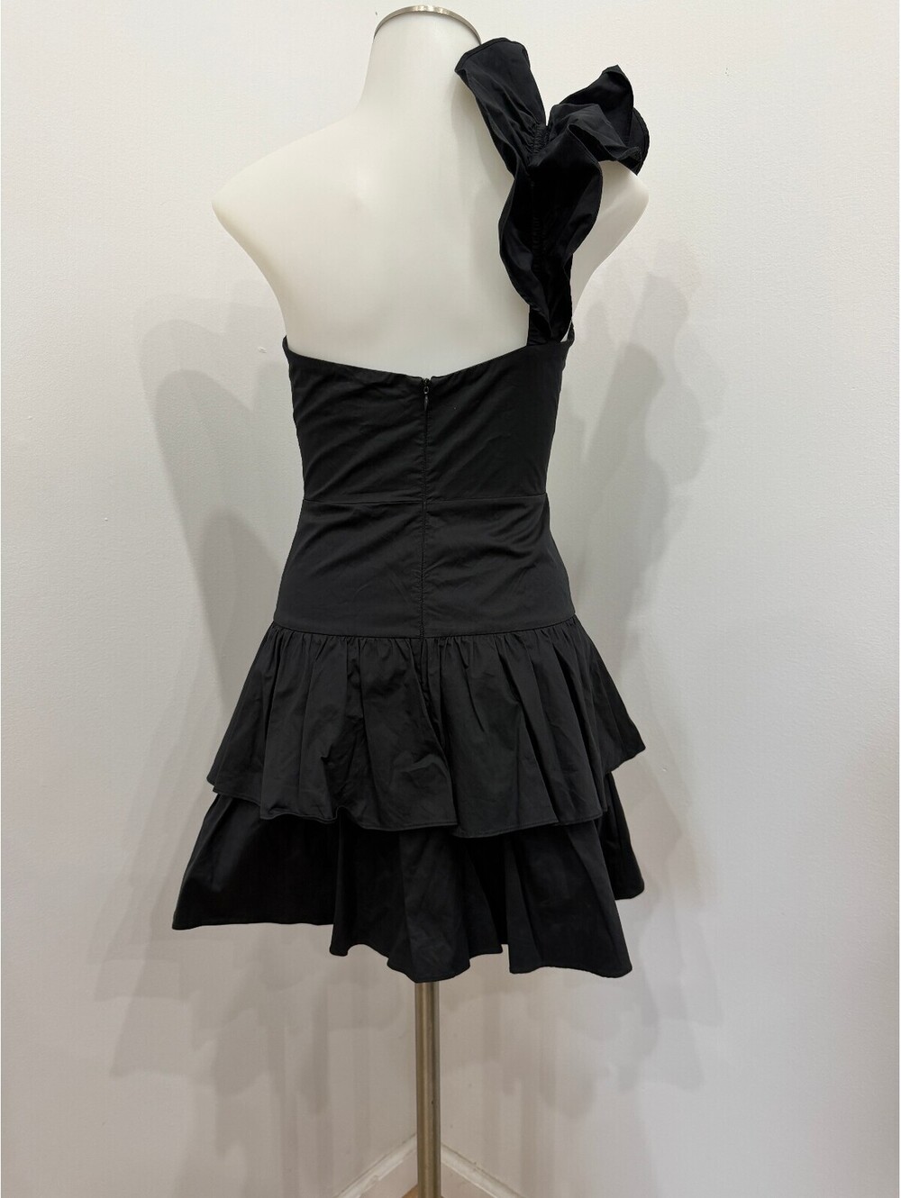 Hello Molly Ruffled Out Black One-Shoulder Ruffle Mini Dress XS 2 - Picture 2 of 8